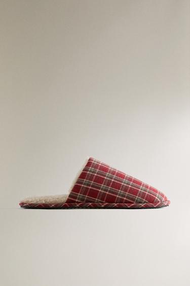 WARM CHECK SLIPPERS - Red by Zara - Image 0