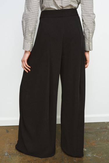 PANTALON WIDE LEG PLIS COLLECTION ZW - Noir de Zara - Image 2