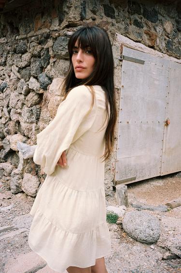 ROBE COURTE BRODERIES PANNEAUX - Sable de Zara - Image 3