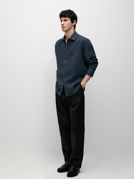 100% linen slim fit striped shirt from Zara - $160