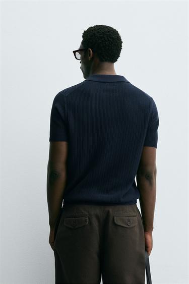 RIB KNIT POLO SHIRT - Navy blue by Zara - Image 2