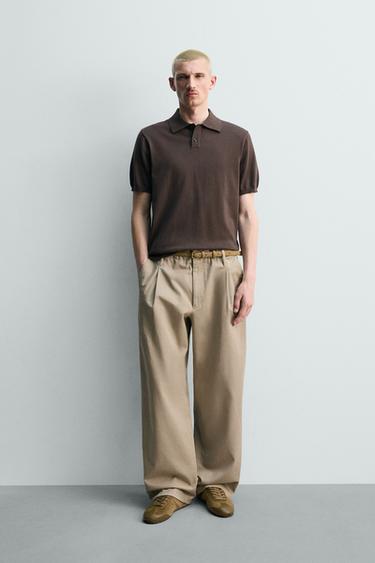 ÁO POLO DỆT KIM DÁNG SUÔNG - Màu nâu từ Zara