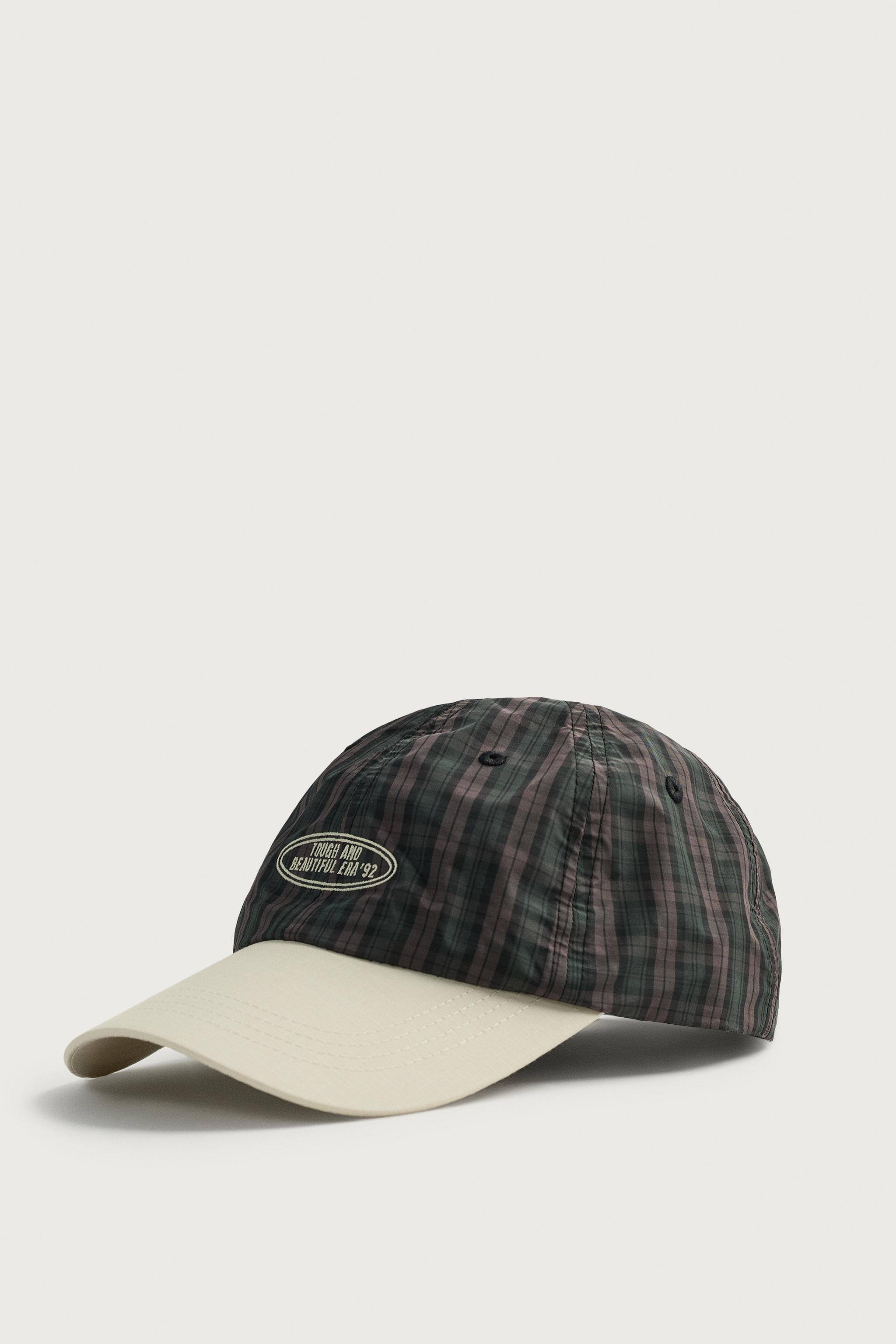 PLAID EMBROIDERED TEXT CAP — various