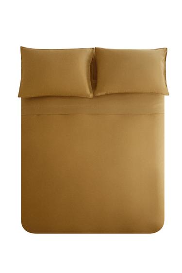 FUNDA DE DUVET LINO EFECTO DESGASTADO (140 GxM²) - Mostaza de Zara