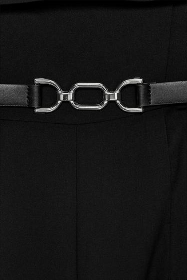 CREPE BUSTIER JUMPSUIT WITH BELT - Black by Zara - Image 8