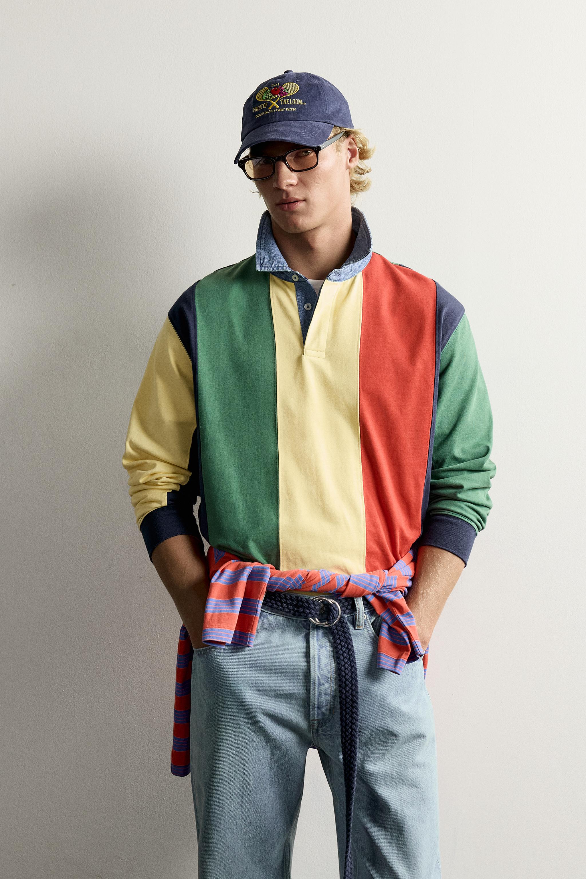 POLO À RAYURES ET COL EN CONTRASTE FRUIT OF THE LOOM™