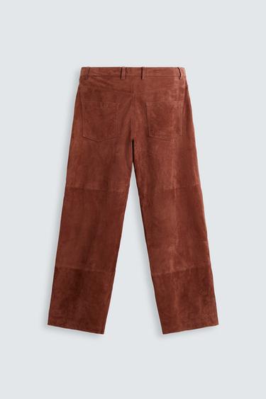 LIMITED EDITION SUEDE LEATHER TROUSERS - Russet by Zara - Image 1