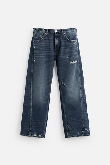 BAGGY JEANS WITH SEAM DETAIL - Blue by Zara