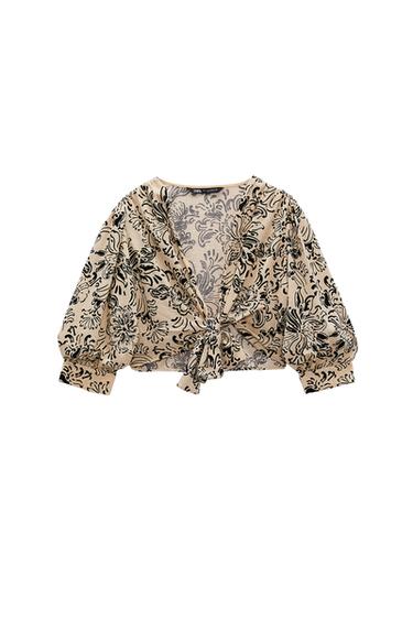 PRINTED BLOUSE WITH BOW