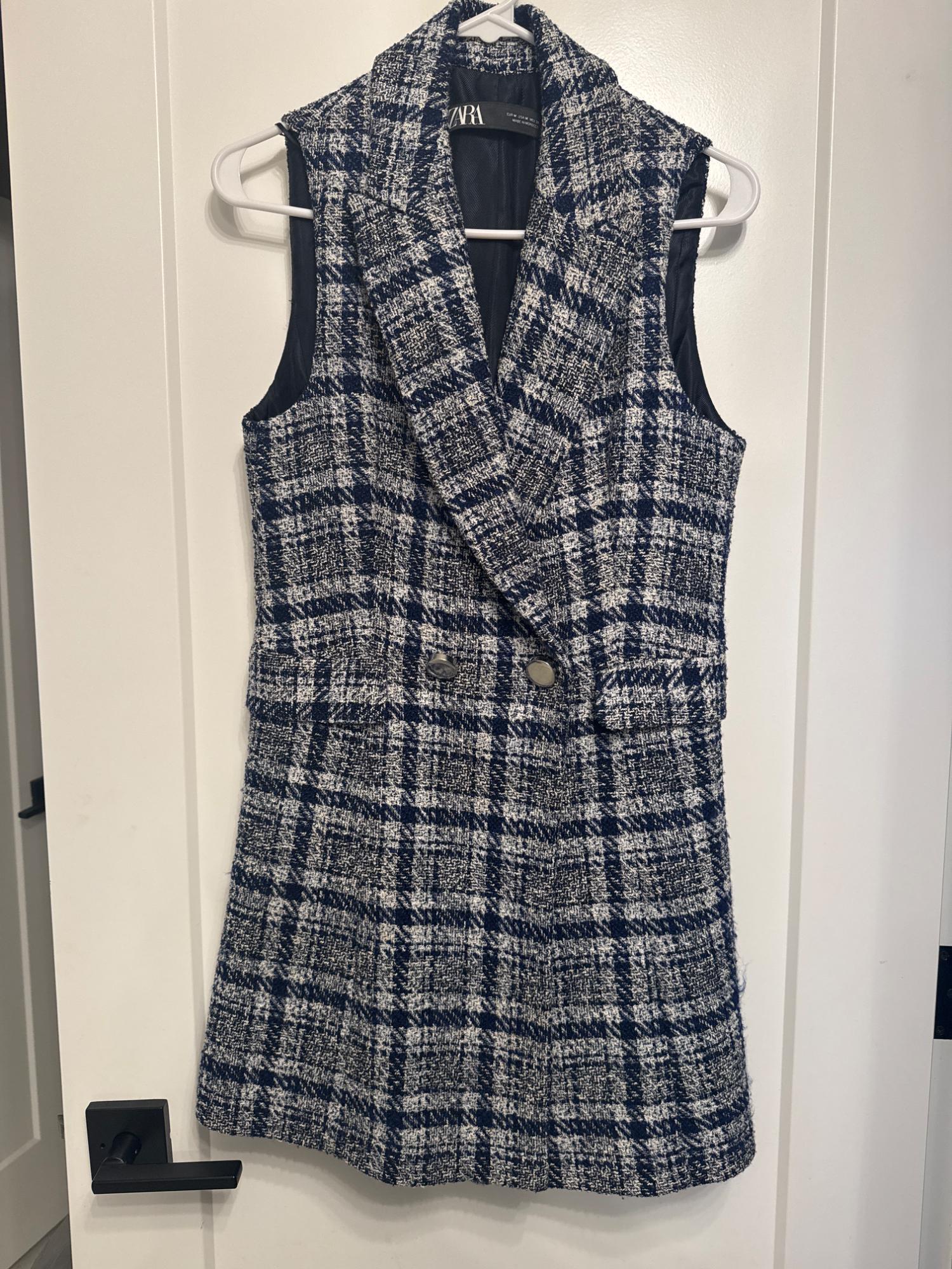 PLAID TWEED VEST SECOND HAND | Zara Preowned