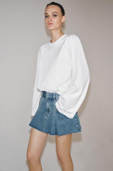 JUPE COURTE EN JEAN ZW COLLECTION - Bleu de Zara - Image 3