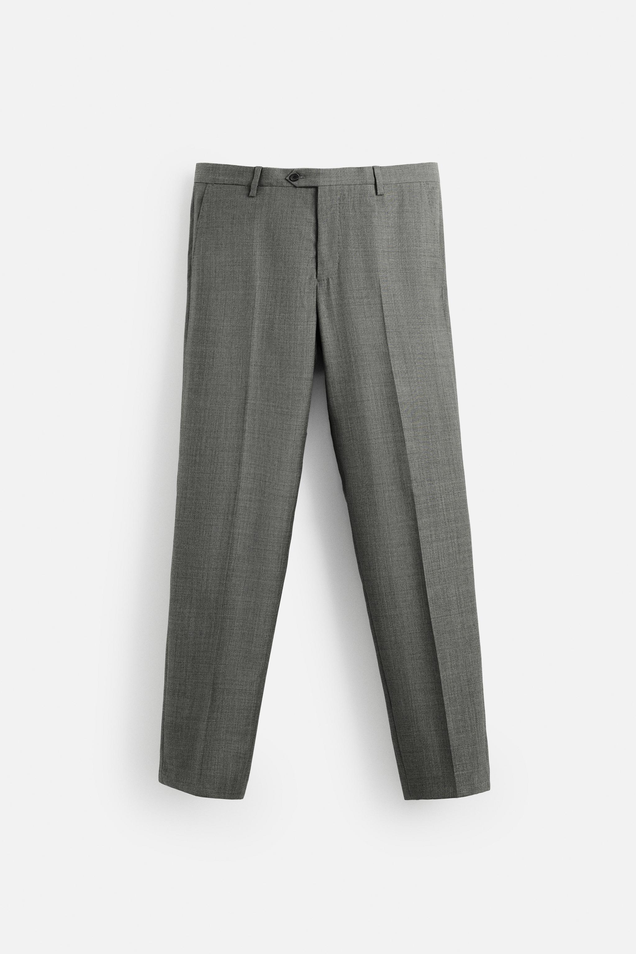 100% WOOL STRUCTURE SUIT PANTS - Gray / Tan | ZARA United States