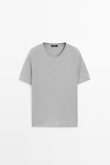 Melange 100% cotton short sleeve T-shirt — Gray marl 1