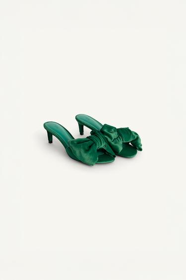 Zara MAXI BOW HEELED SANDALS - LIMITED EDITION - Green