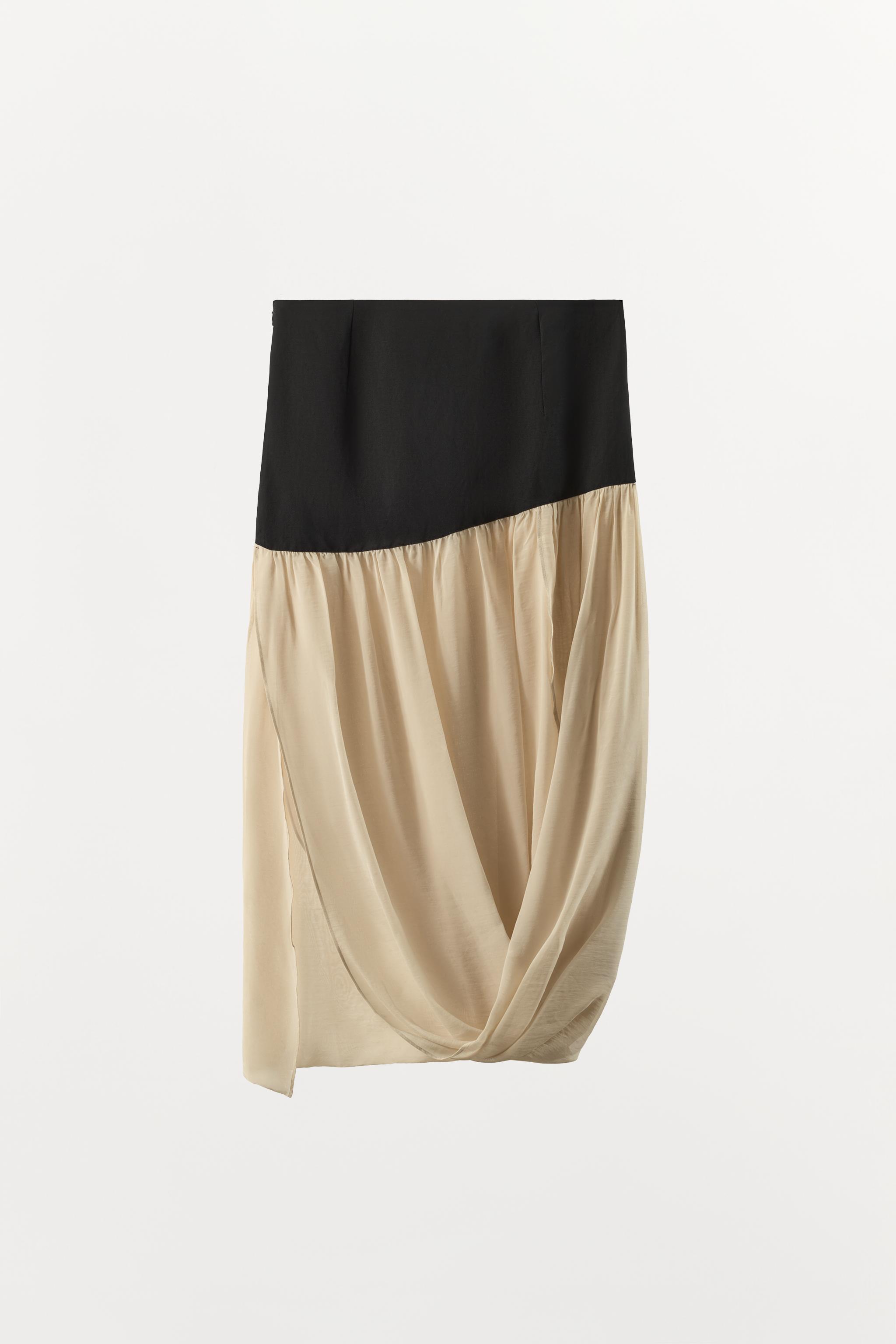 Женские юбки Zara CONTRAST DRAPED MIDI SKIRT — фото 4