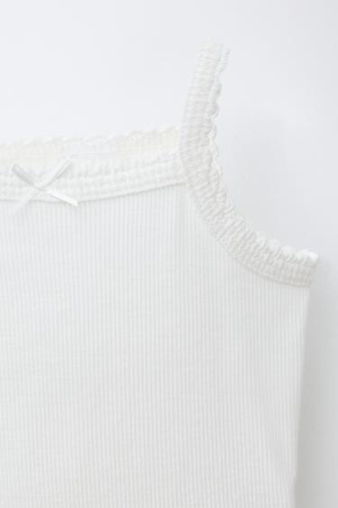 2-6 ANS/ LOT DE TROIS T-SHIRTS CÔTELÉS À BRETELLES - Blanc cassé de Zara - Image 3