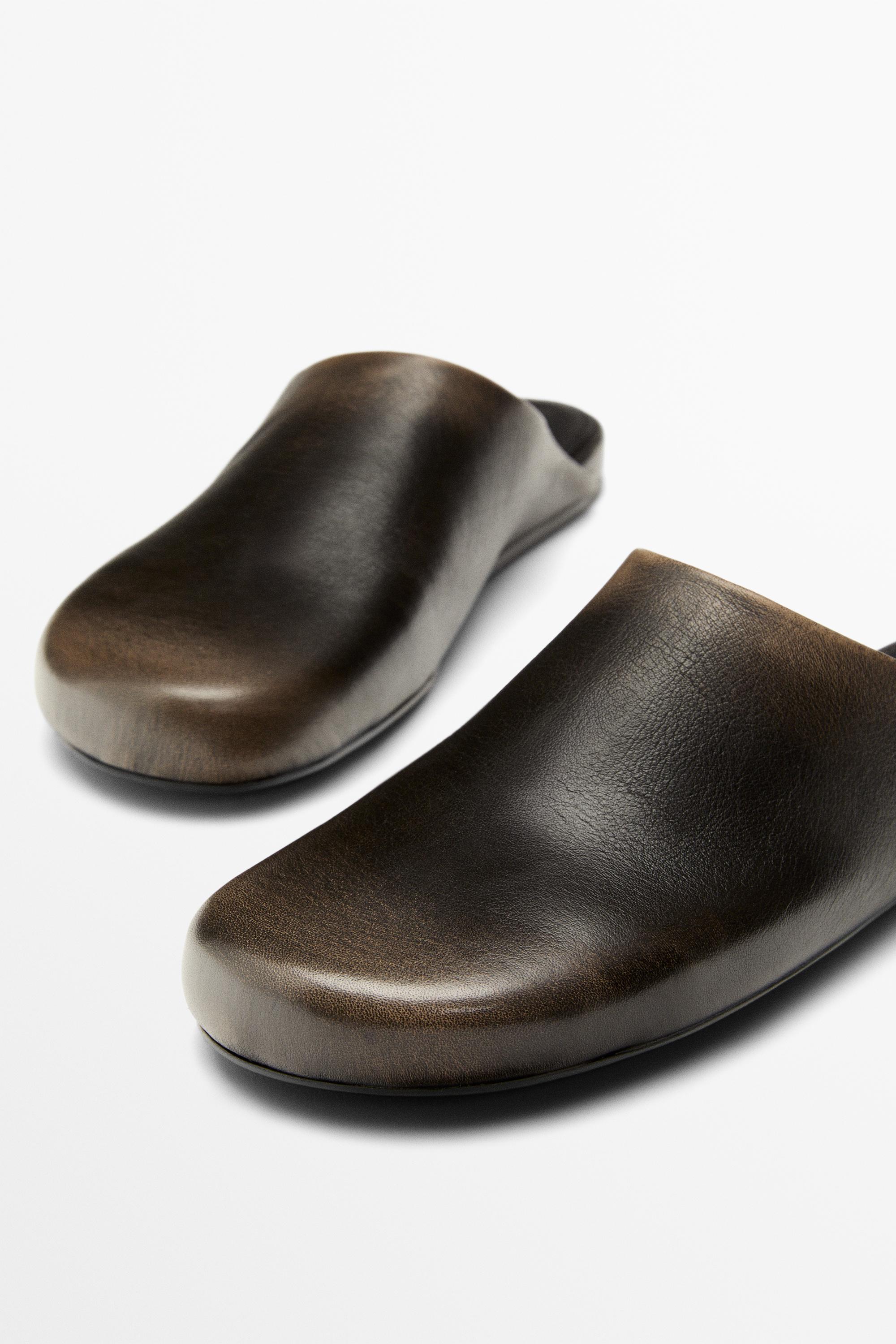 Leather mule clogs