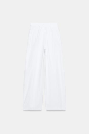 POPLIN TROUSERS WITH DARTS - White by Zara - Image 6