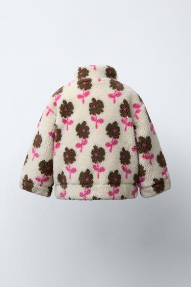 VESTE EFFET MOUTON À FLEURS - Écru de Zara - Image 3