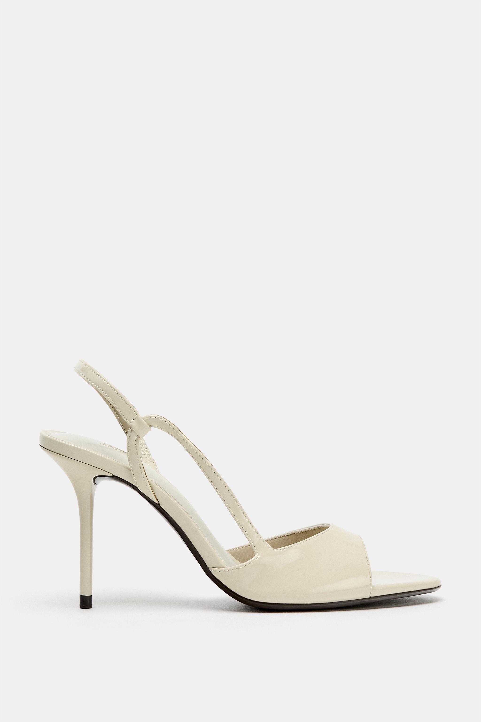 Женские сандалии Zara PATENT FINISH HEELED SANDALS — фото 4