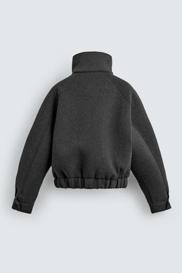 BLOUSON EFFET NÉOPRÈNE COL MONTANT - Gris foncé de Zara - Image 7