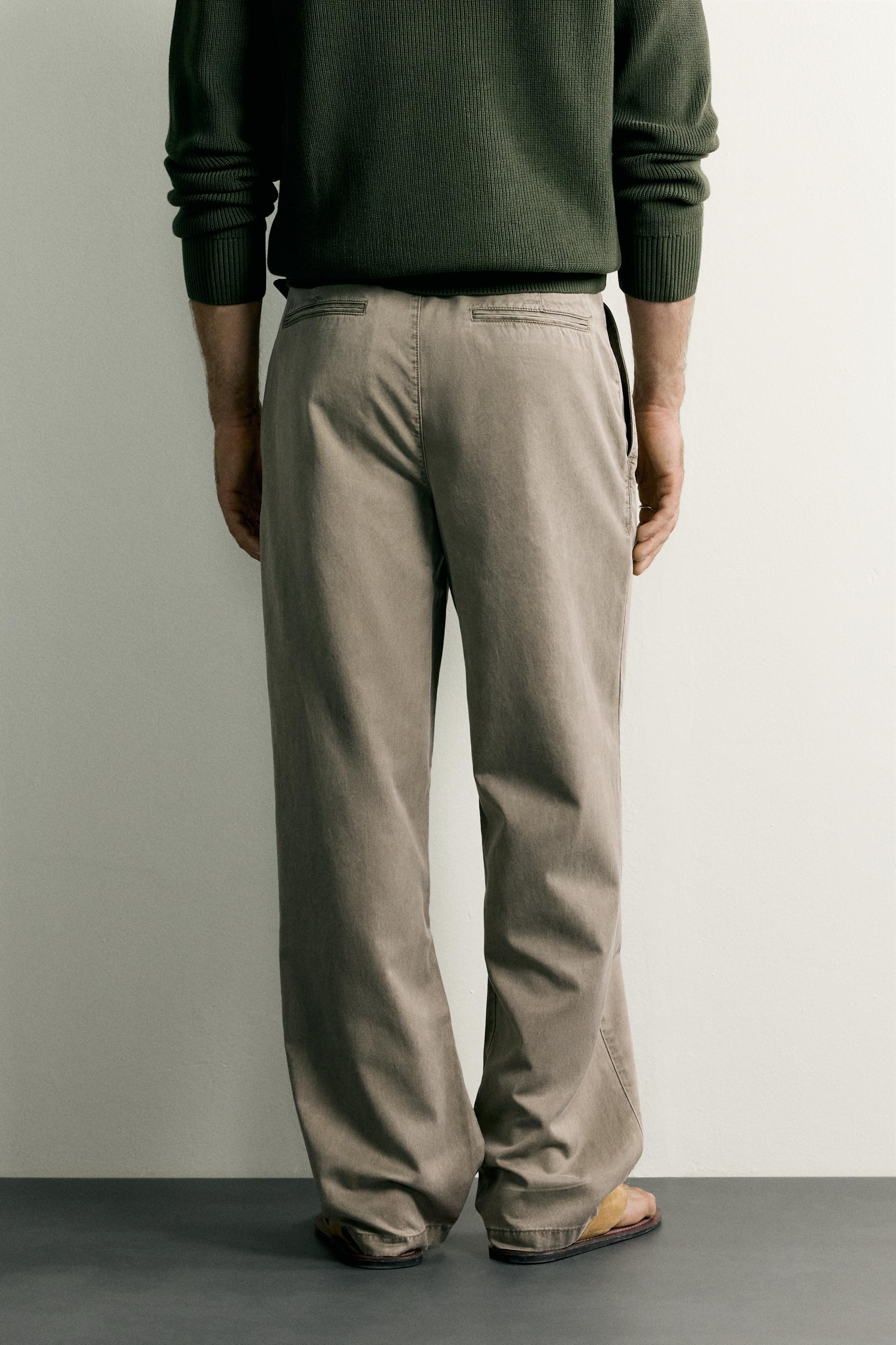Zara RELAXED FIT PİLİLİ CHINO PANTOLON görsel 3