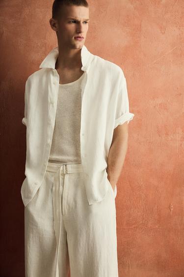 CAMISA BOXY FIT 100% LINO - Blanco de Zara