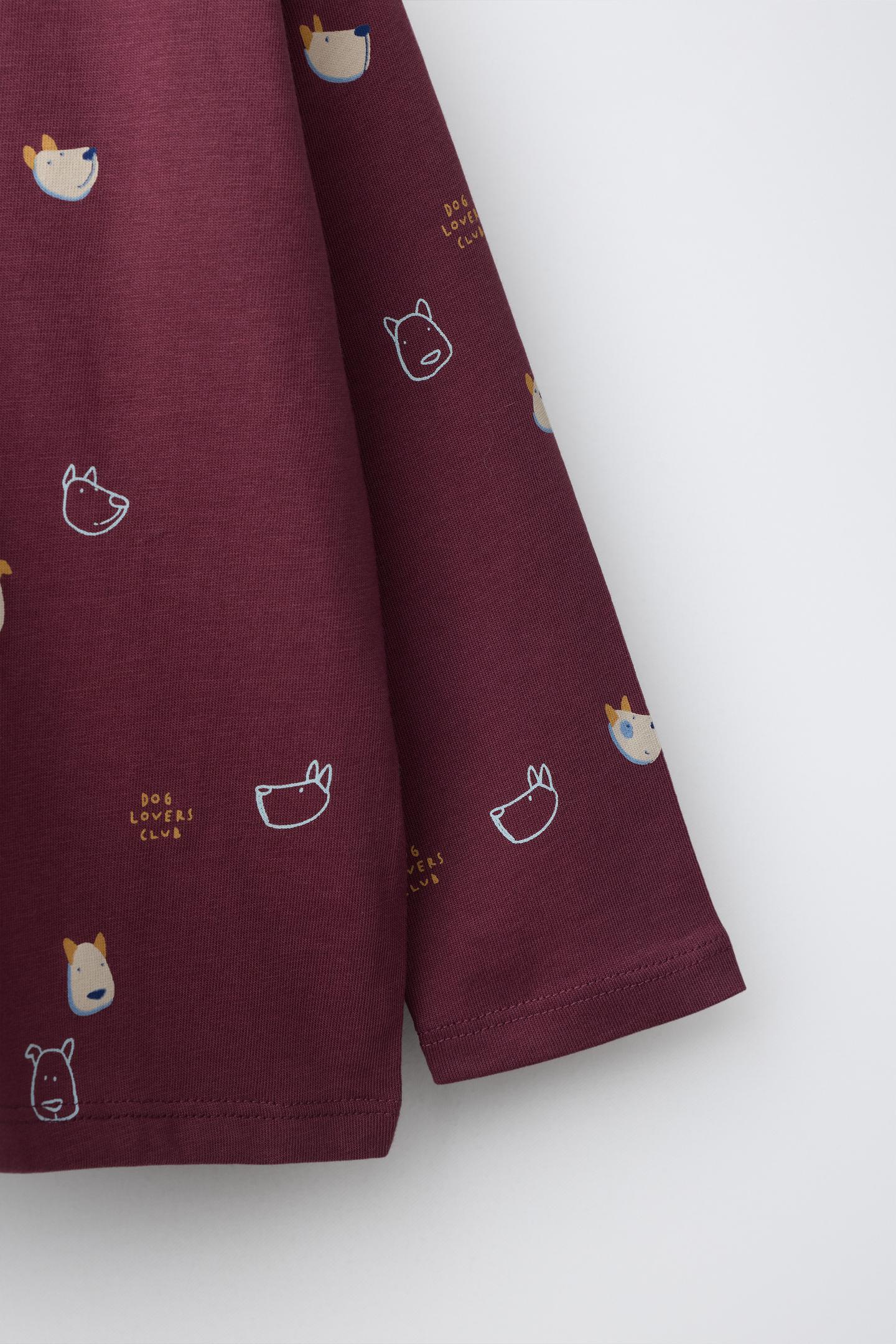 Детская футболка Zara Puppy Print, цвет: Тёмный розовато-лиловый — фото 4