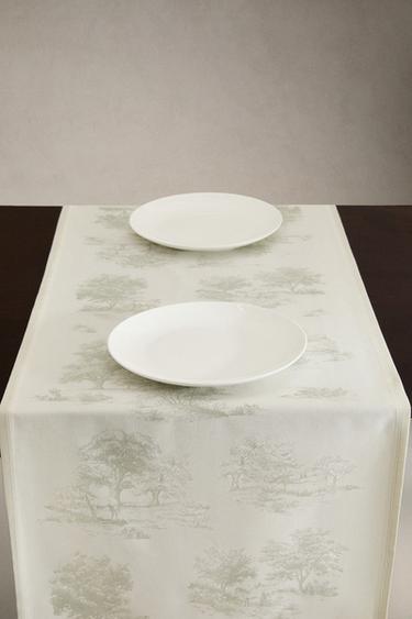 TOILE DE JOUY TABLE RUNNER WITH HORSES - Greenish by Zara - Image 1