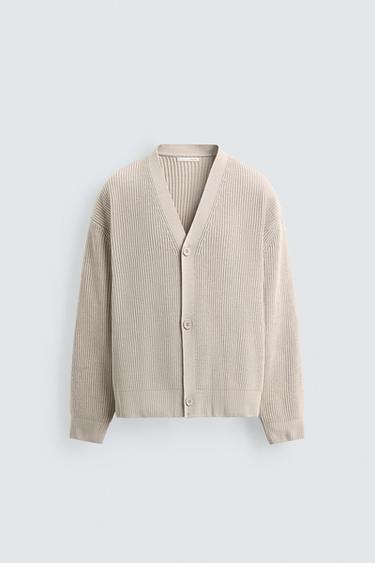 TEXTURED RELAXED FIT CARDIGAN - Ecru by Zara