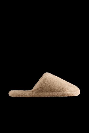 FAUX FUR MULE SLIPPERS - Beige by Zara - Image 0