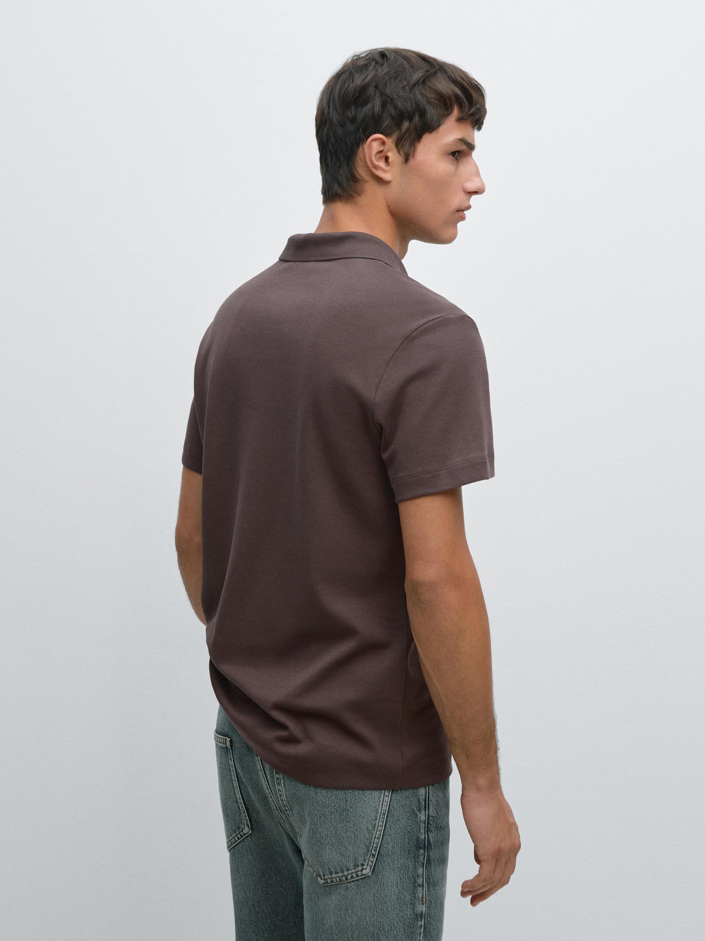 Short sleeve polo shirt with placket detail