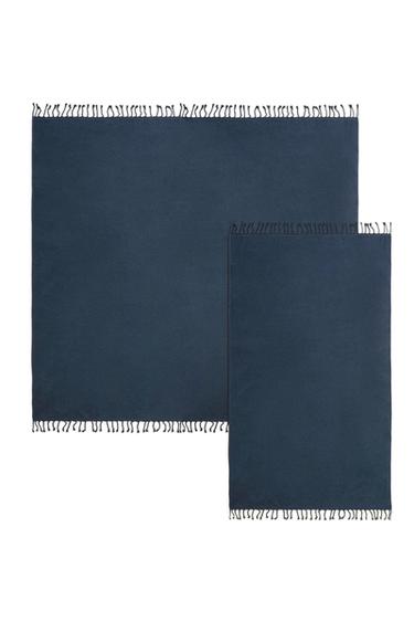 ASCIUGAMANO MARE COTONE FRANGE - Blu Marino di Zara