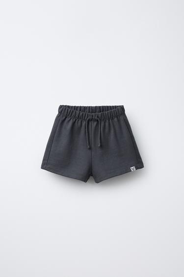 Zara LABEL PLUSH SHORTS - Dark anthracite
