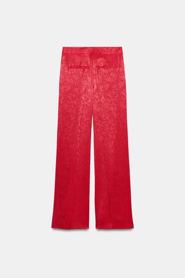 JACQUARD STRAIGHT-LEG TROUSERS - Raspberry by Zara - Image 7