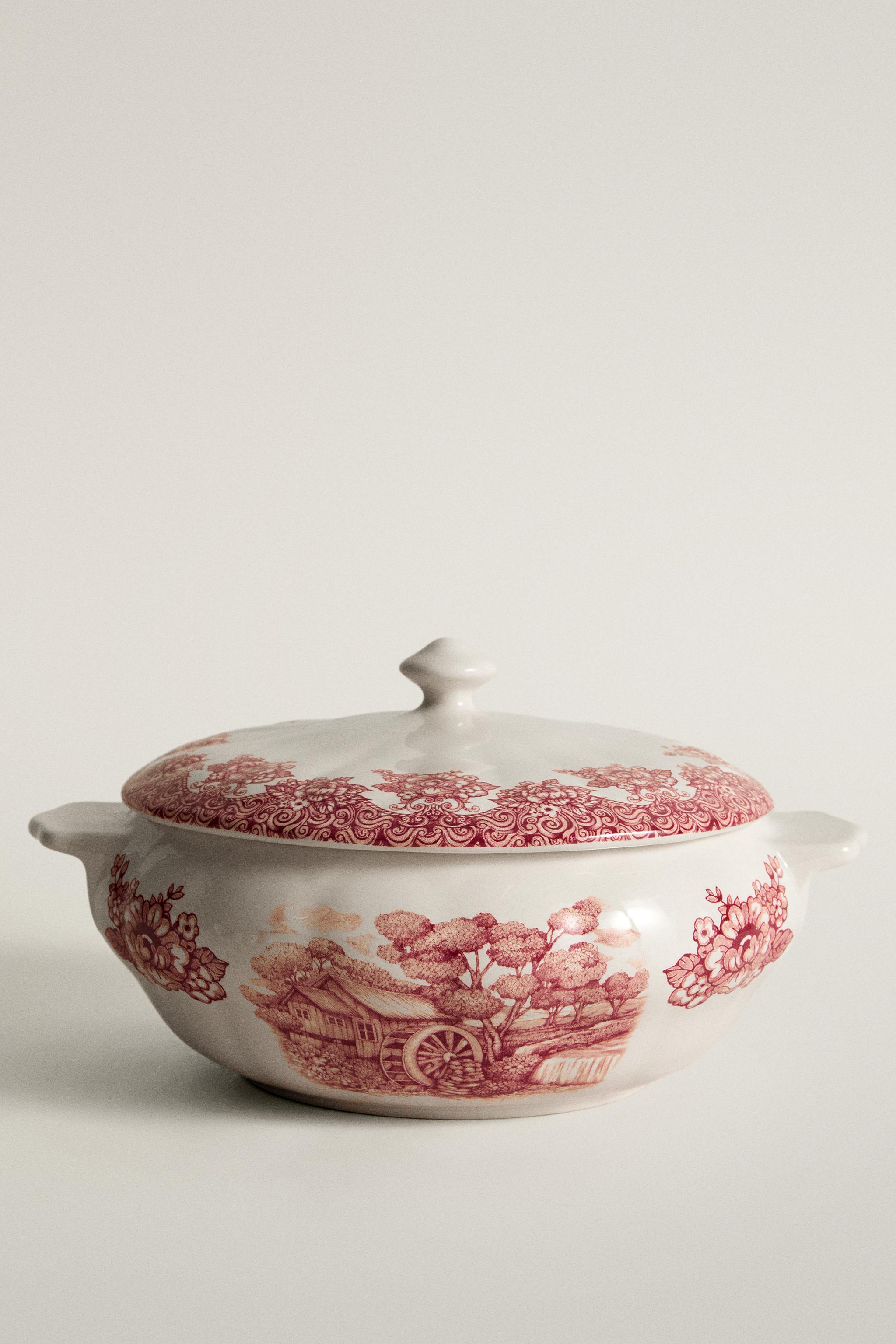 FLORAL AND LANDSCAPE EARTHENWARE TUREEN