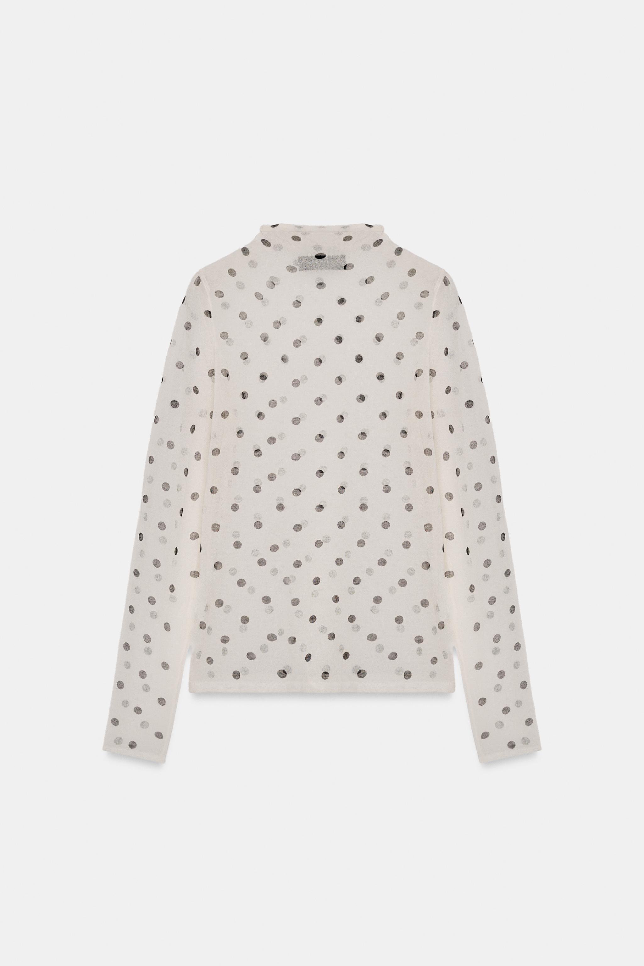 TOP EN MAILLE SEMI-TRANSPARENTE À POIS