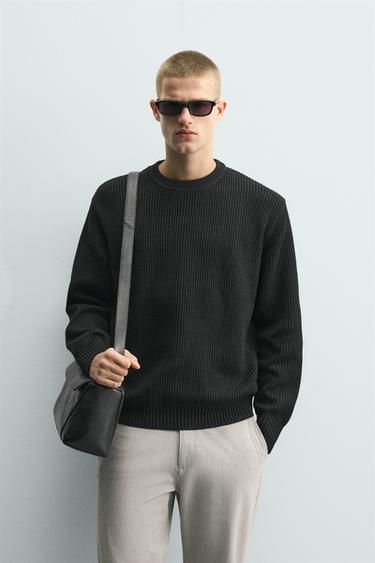 JERSEY REGULAR FIT - Negro de Zara