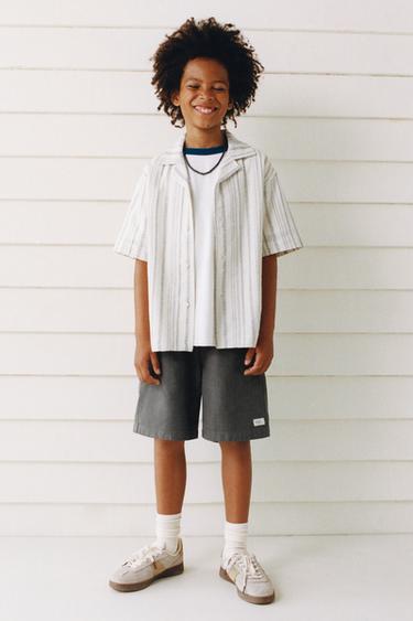 RUSTIC STRIPED BOWLING SHIRT - Ecru by Zara