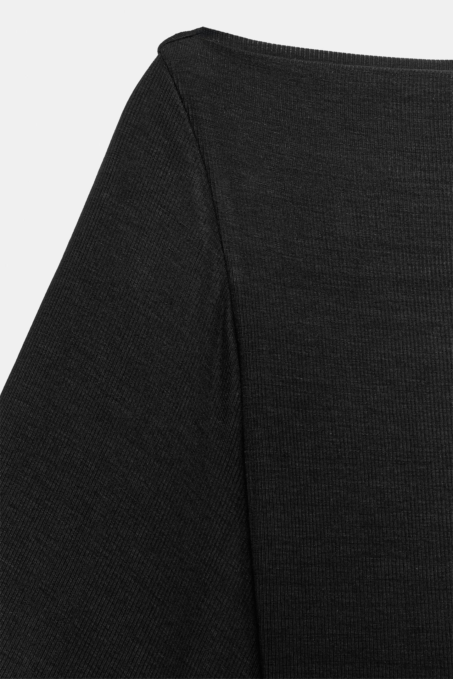 Женская футболка Zara Cape Sleeve, цвет: Чёрный — фото 7