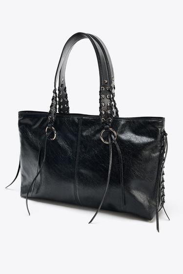 Zara FRINGED SHOPPER - Black
