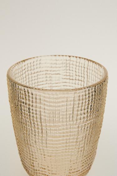 RAISED DESIGN GLASS TUMBLER - Brown by Zara