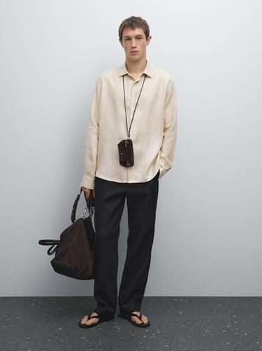 Zara Lightweight regular fit twill shirt - Sand - Image 0
