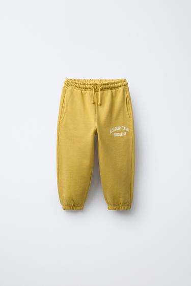 LABEL JOGGING TROUSERS - Ochre by Zara - Image 0