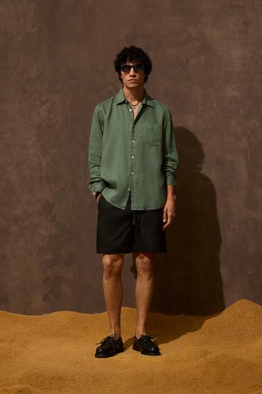 BERMUDASHORTS AUS 100 % LEINEN - Schwarz von Zara - Bild 0