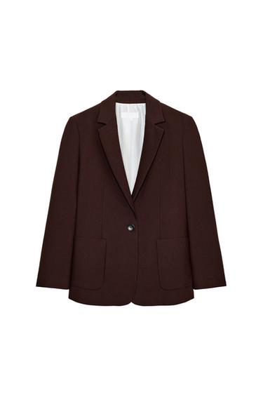 STRAIGHT-FIT BLAZER WITH SHOULDER PADS