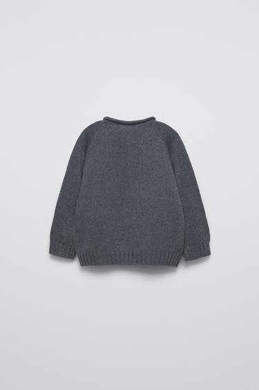 PULL 100 % LAINE MÉRINOS - Gris foncé de Zara - Image 1