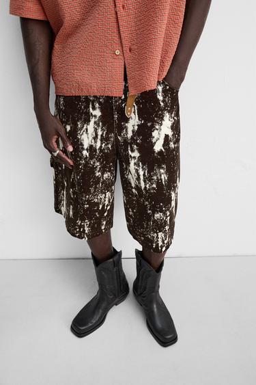 ANIMAL PRINT DENIM BERMUDA SHORTS - Brown by Zara - Image 4
