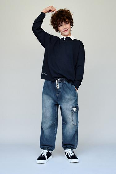 DENIM CARGO JOGGERS - Mid-blue by Zara