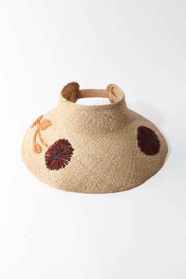 Zara FLORAL BRAIDED VISOR - Light beige